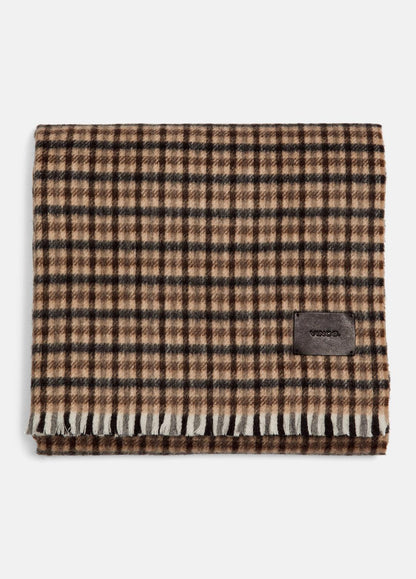 Gingham Wool-Cashmere Oversized Wrap in Scarves & Hats BLACK/GRAPE | VINCE Women