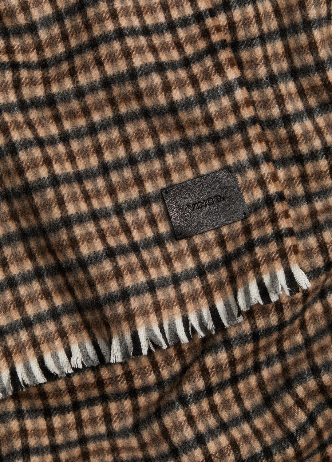 Gingham Wool-Cashmere Oversized Wrap in Scarves & Hats BLACK/GRAPE | VINCE Women
