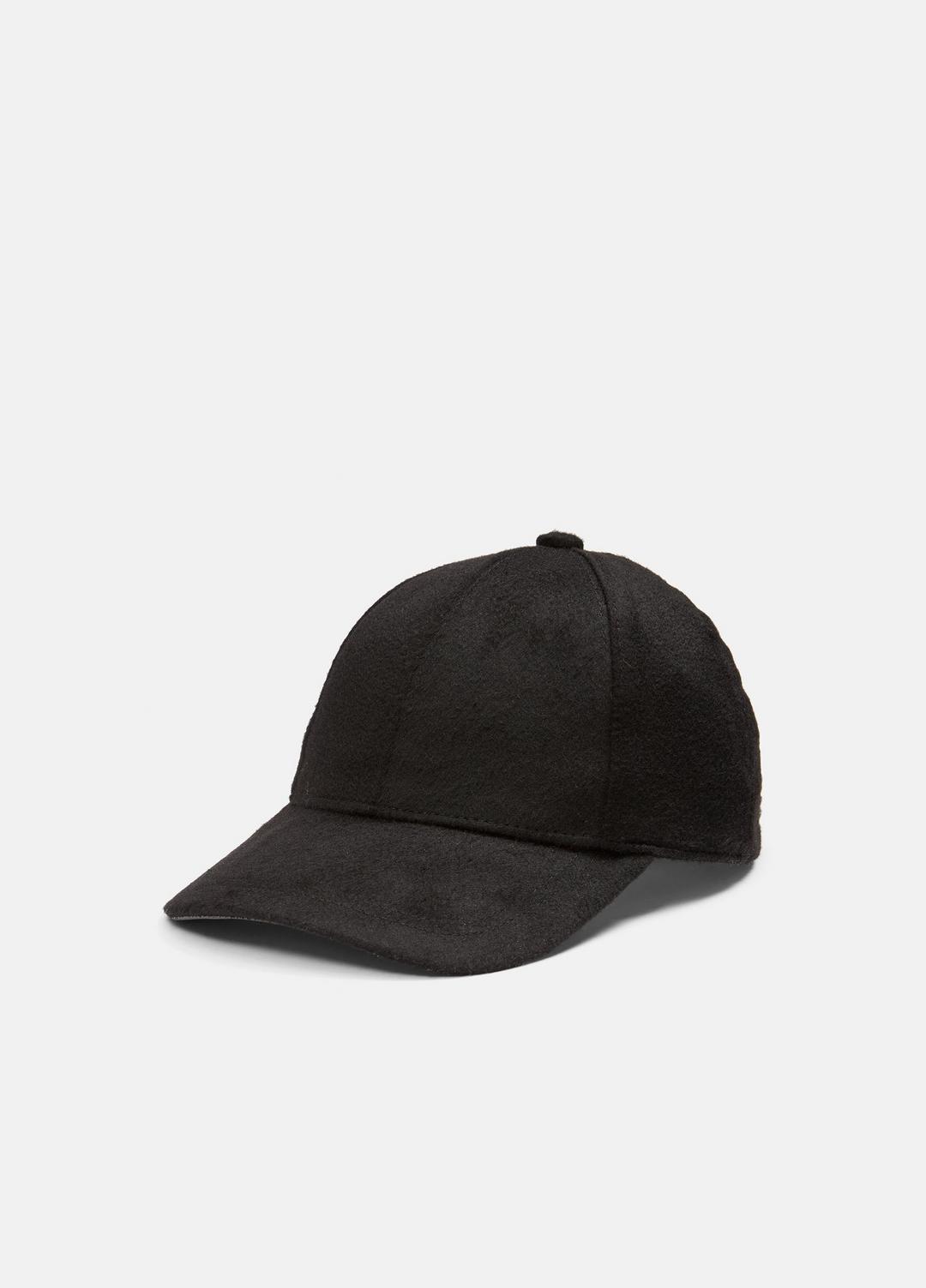Leather-Trim Cashmere Baseball Cap in Scarves & Hats BLACK | VINCE Women