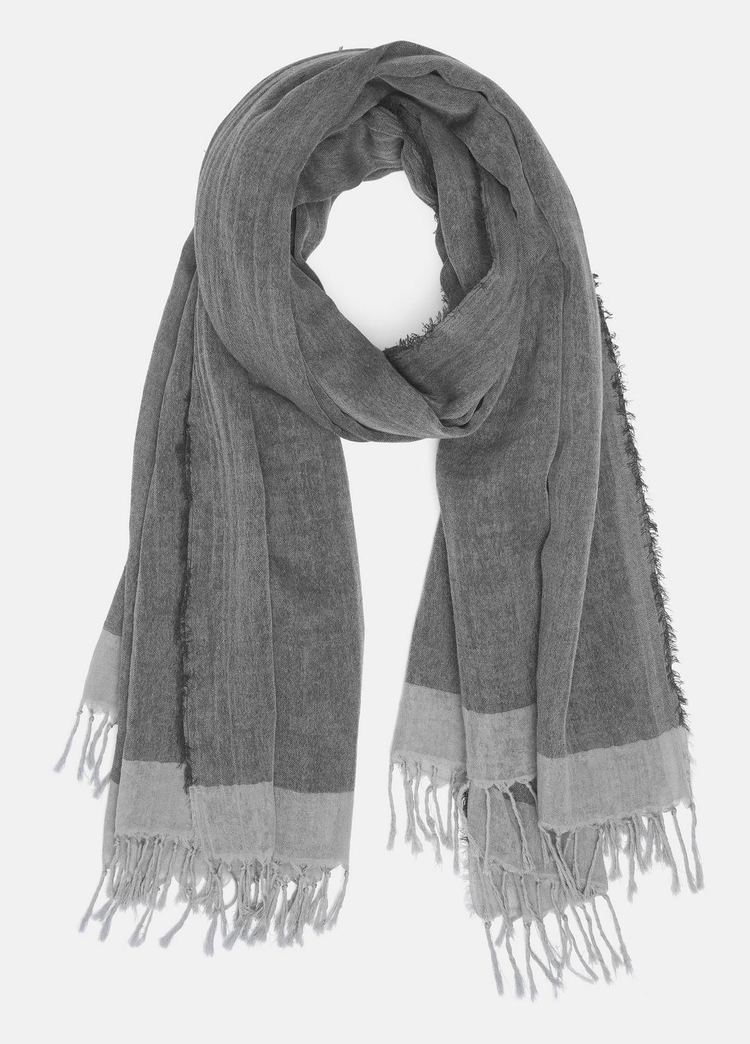 Border-Stripe Cotton Scarf in Scarves & Hats SEA STONE/DARK SEA STONE | VINCE Women
