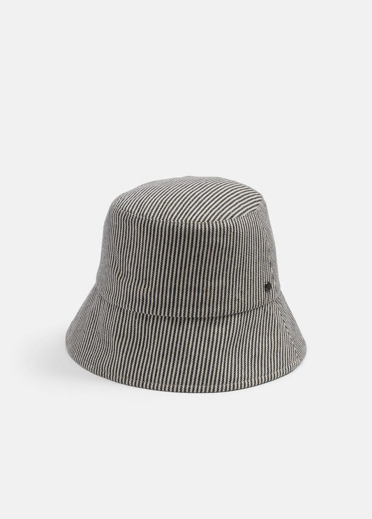 Stripe Cotton Canvas Bucket Hat in Scarves & Hats NAVY | VINCE Women
