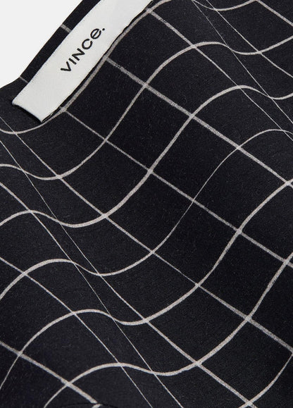 Trellis Plaid Cotton-Blend Headkerchief in Scarves & Hats BLACK/CREAM | VINCE Women