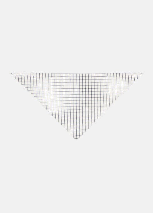Trellis Plaid Cotton-Blend Headkerchief in Scarves & Hats OFF WHITE/NAVY | VINCE Women
