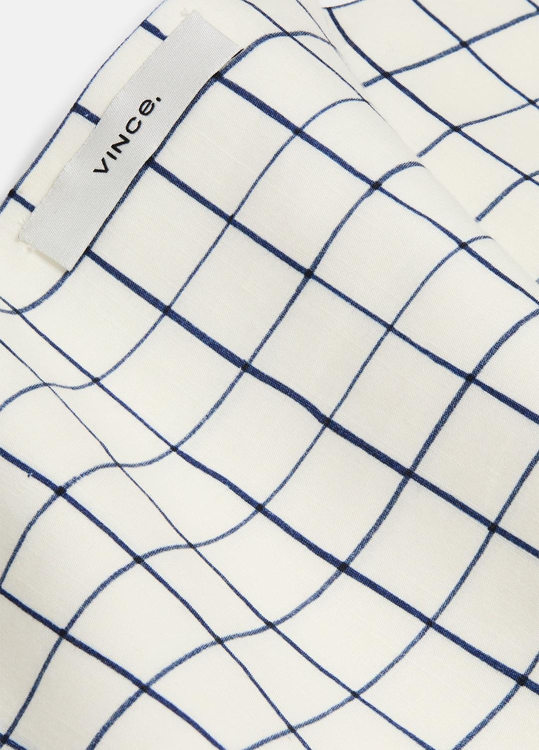 Trellis Plaid Cotton-Blend Headkerchief in Scarves & Hats OFF WHITE/NAVY | VINCE Women