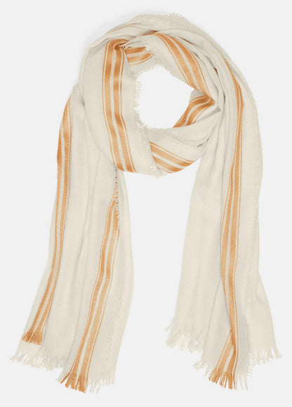 Border-Stripe Cashmere-Silk Satin Twill Scarf in Scarves & Hats SANDBAR | VINCE Women