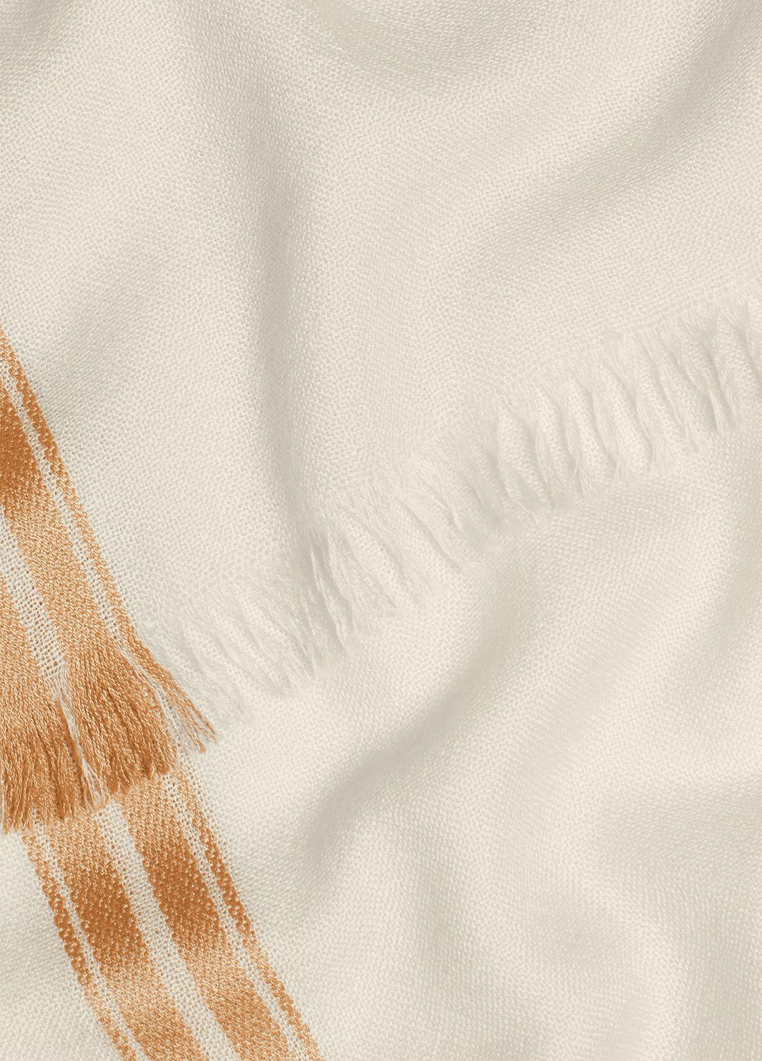 Border-Stripe Cashmere-Silk Satin Twill Scarf in Scarves & Hats SANDBAR | VINCE Women