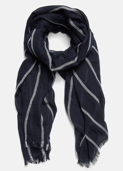 Cotton Gauze Awning Stripe Scarf in Scarves & Hats COASTAL BLUE/OPTIC WHITE | VINCE Women