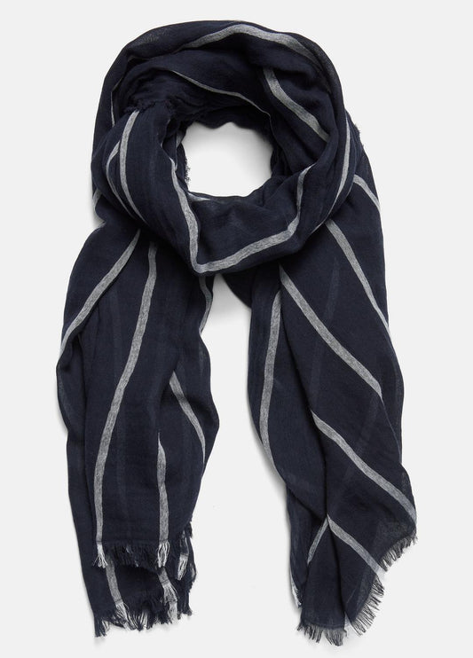 Cotton Gauze Awning Stripe Scarf in Scarves & Hats COASTAL BLUE/OPTIC WHITE | VINCE Women