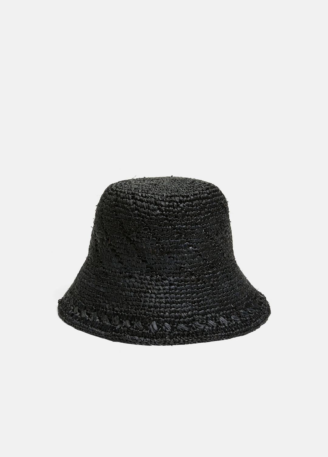 Straw Bucket Hat in Scarves & Hats BLACK | VINCE Women