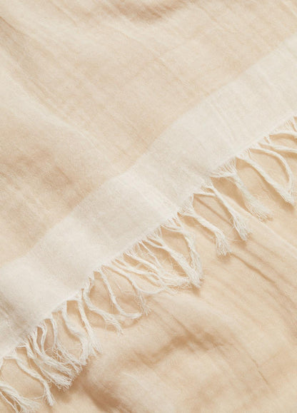 Border-Stripe Cotton Scarf in Scarves & Hats OPTIC WHITE/WHITE OAK | VINCE Women