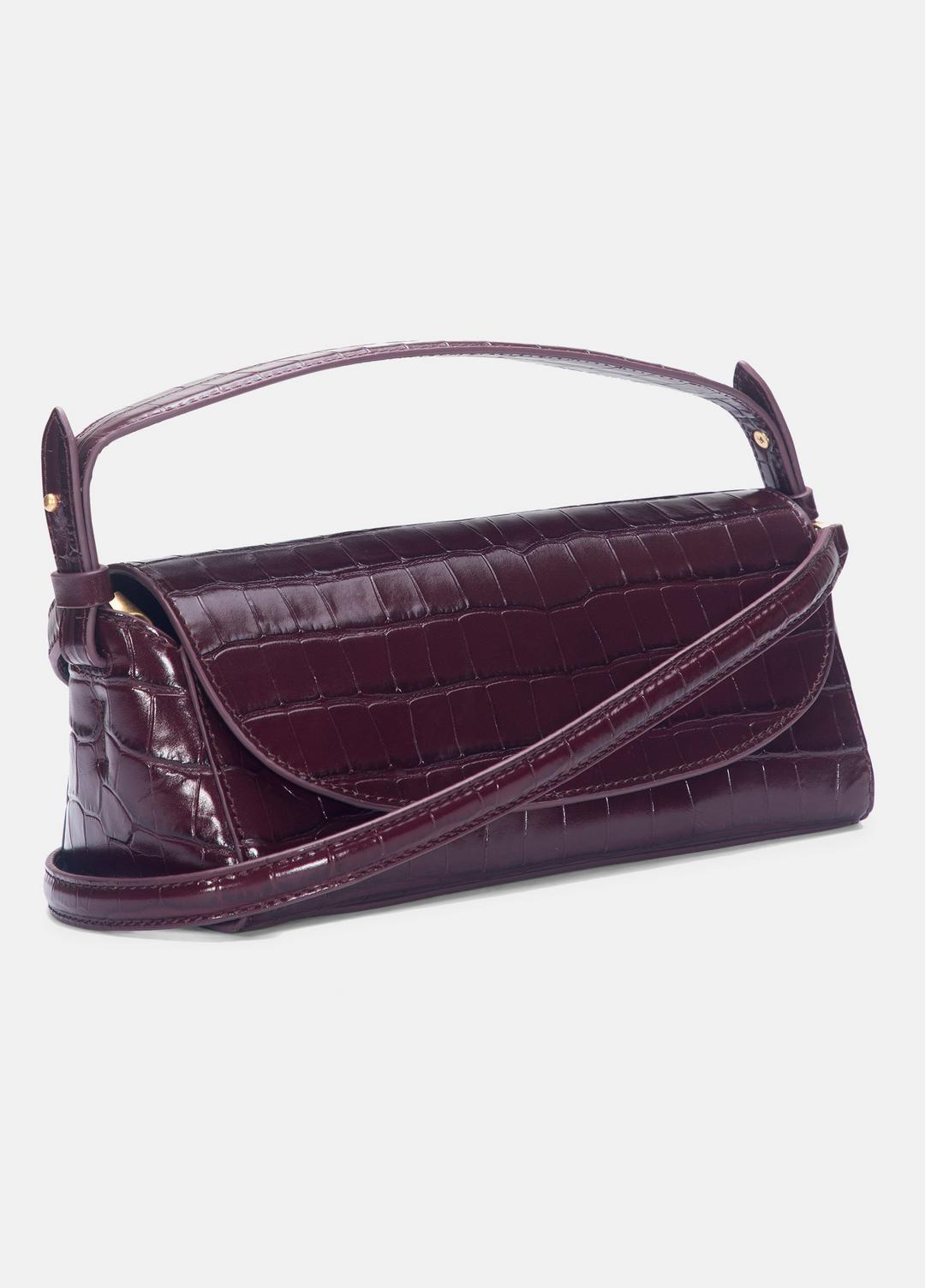 Sabrina Croc-Embossed Leather Mini Top-Handle Bag in Handbags BORDEAUX | VINCE Women