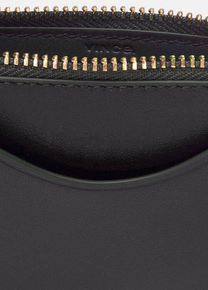 Leather Zip-Top Card Case in Handbags CACAO | VINCE Women