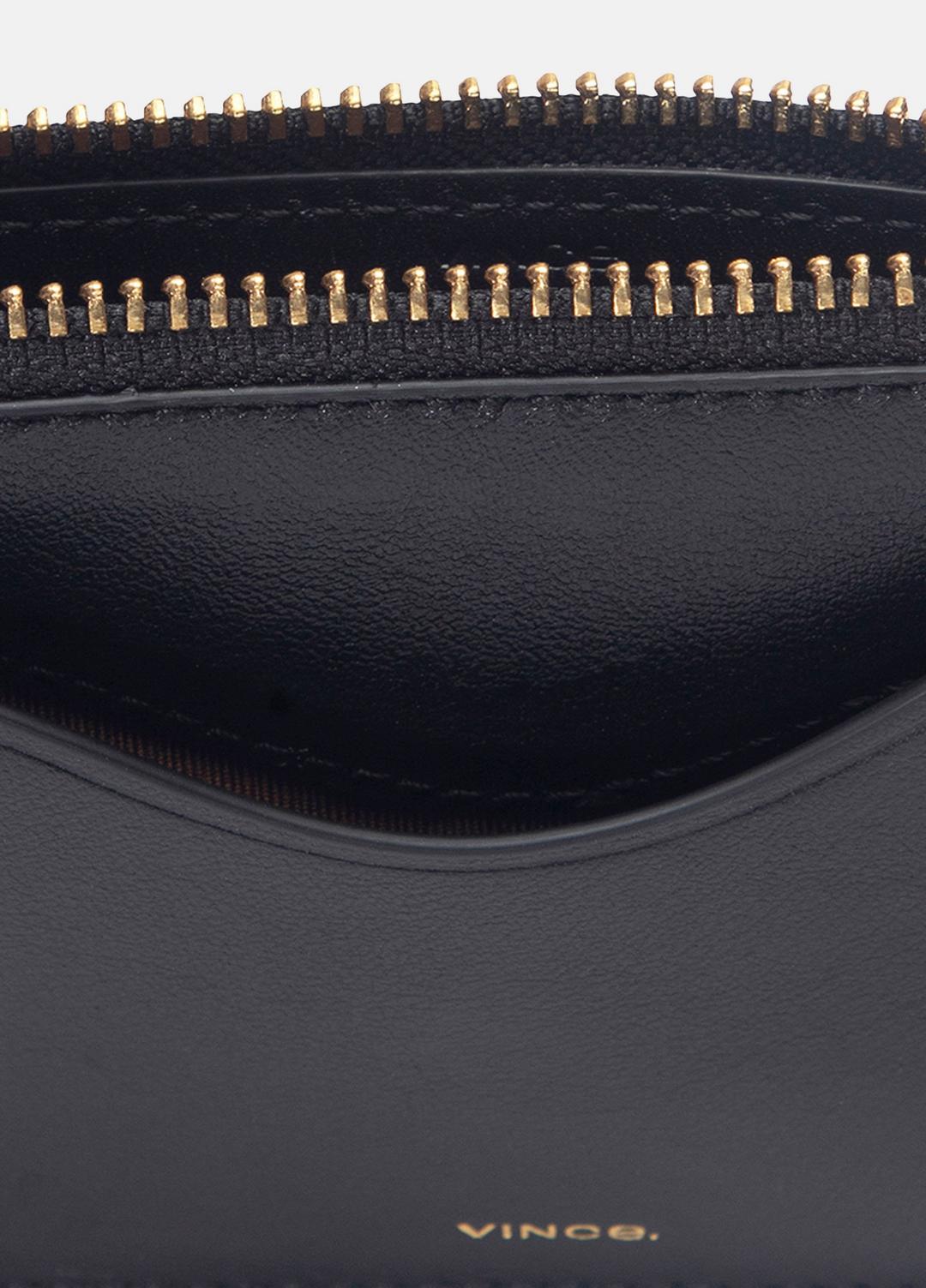 Leather Zip-Top Card Case in Handbags BLACK | VINCE Women
