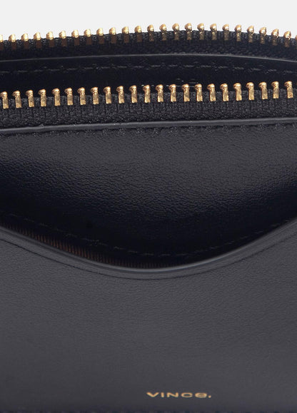 Leather Zip-Top Card Case in Handbags BLACK | VINCE Women