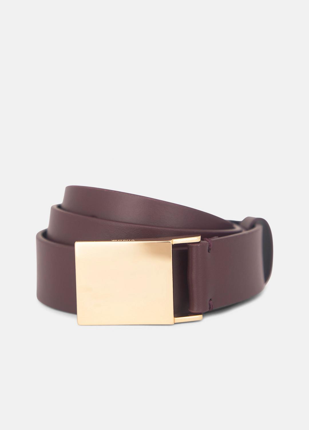 Women's 30mm Plaque Leather Belt in Belts FIG | VINCE Women