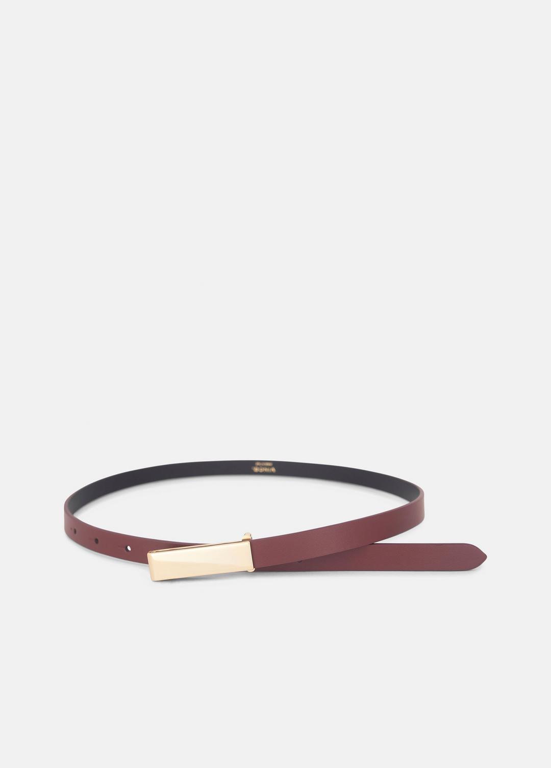 Women's 15mm Elongated Plaque Leather Belt in Belts BORDEAUX | VINCE Women