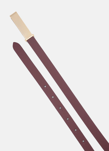 Women's 15mm Elongated Plaque Leather Belt in Belts BORDEAUX | VINCE Women