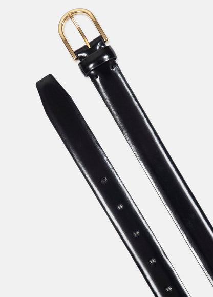 Women’s 25mm Spazzolato Leather Belt in Belts BLACK/GOLD | VINCE Women