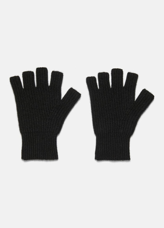 Plush Cashmere Rib-Knit Fingerless Glove in Gloves BLACK | VINCE Women
