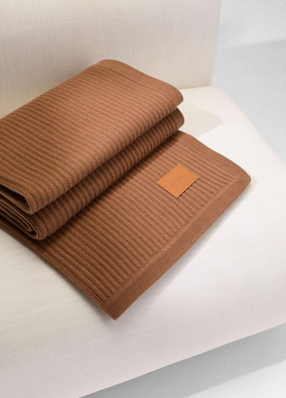 Wool and Cashmere Cardigan-Stitch Throw in Pillows & Blankets MINK | VINCE Women