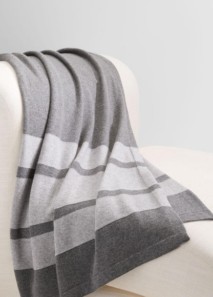 Cashmere Jersey Stripe Throw in Pillows & Blankets MEDIUM HEATHER GREY | VINCE Women