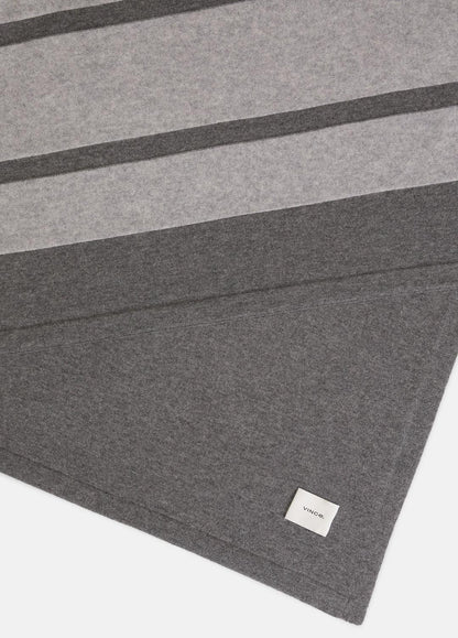 Cashmere Jersey Stripe Throw in Pillows & Blankets MEDIUM HEATHER GREY | VINCE Women