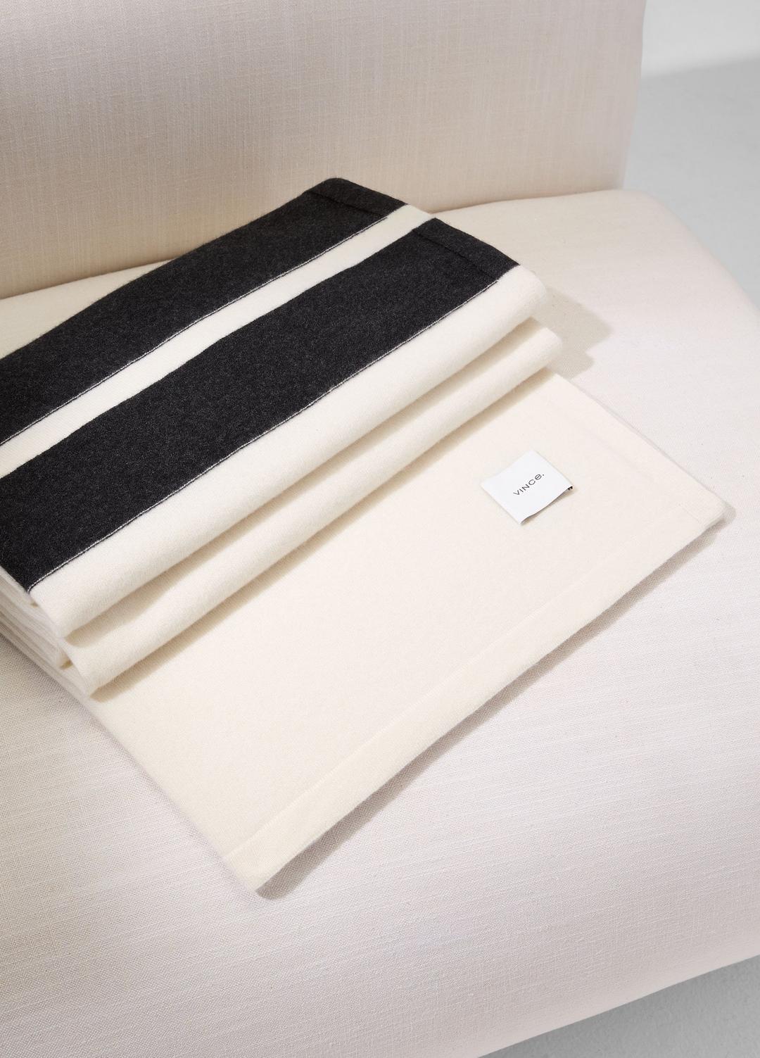 Cashmere Jersey Stripe Throw in Pillows & Blankets BLANC | VINCE Women