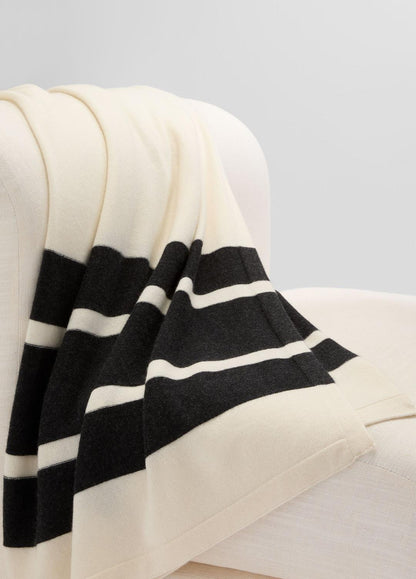 Cashmere Jersey Stripe Throw in Pillows & Blankets BLANC | VINCE Women
