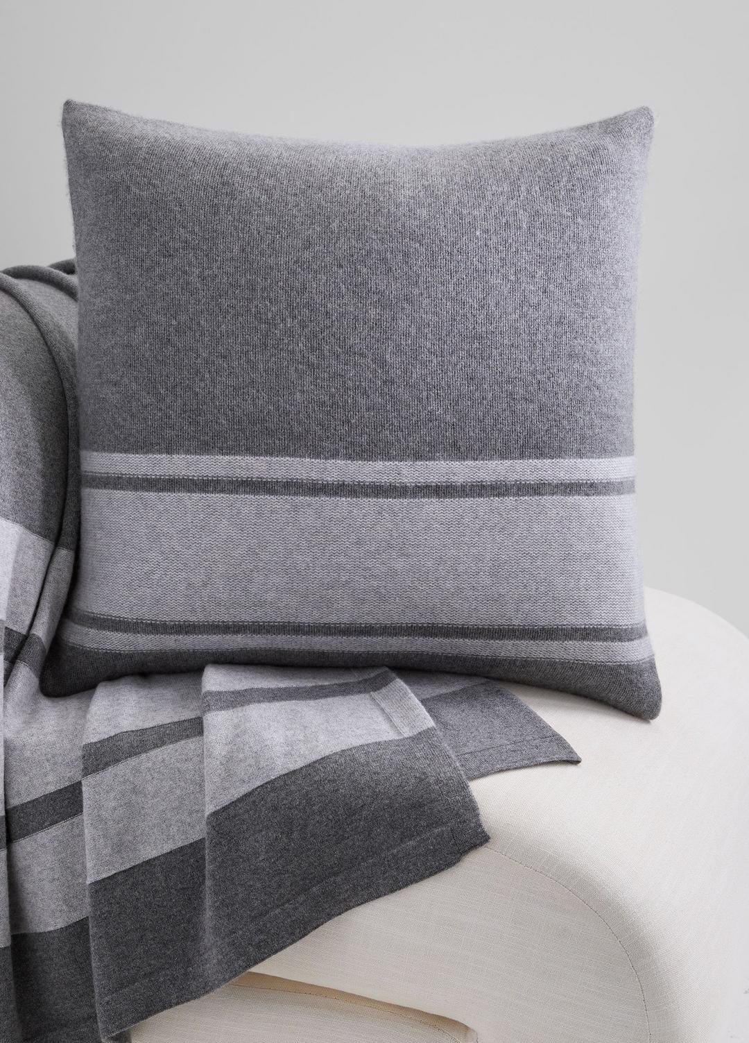 Cashmere Jersey Stripe Pillow in Pillows & Blankets MEDIUM HEATHER GREY | VINCE Women