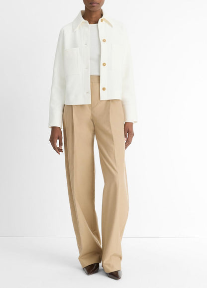 Cotton-Blend Shirt Jacket in Vince Products Women OFF WHITE | VINCE Women