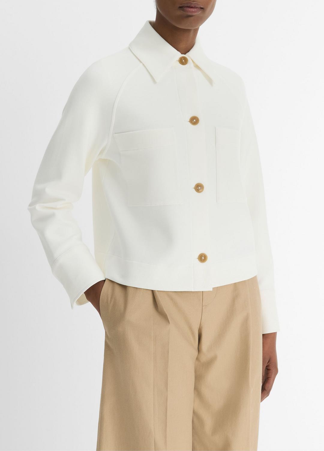Cotton-Blend Shirt Jacket in Vince Products Women OFF WHITE | VINCE Women