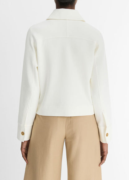Cotton-Blend Shirt Jacket in Vince Products Women OFF WHITE | VINCE Women