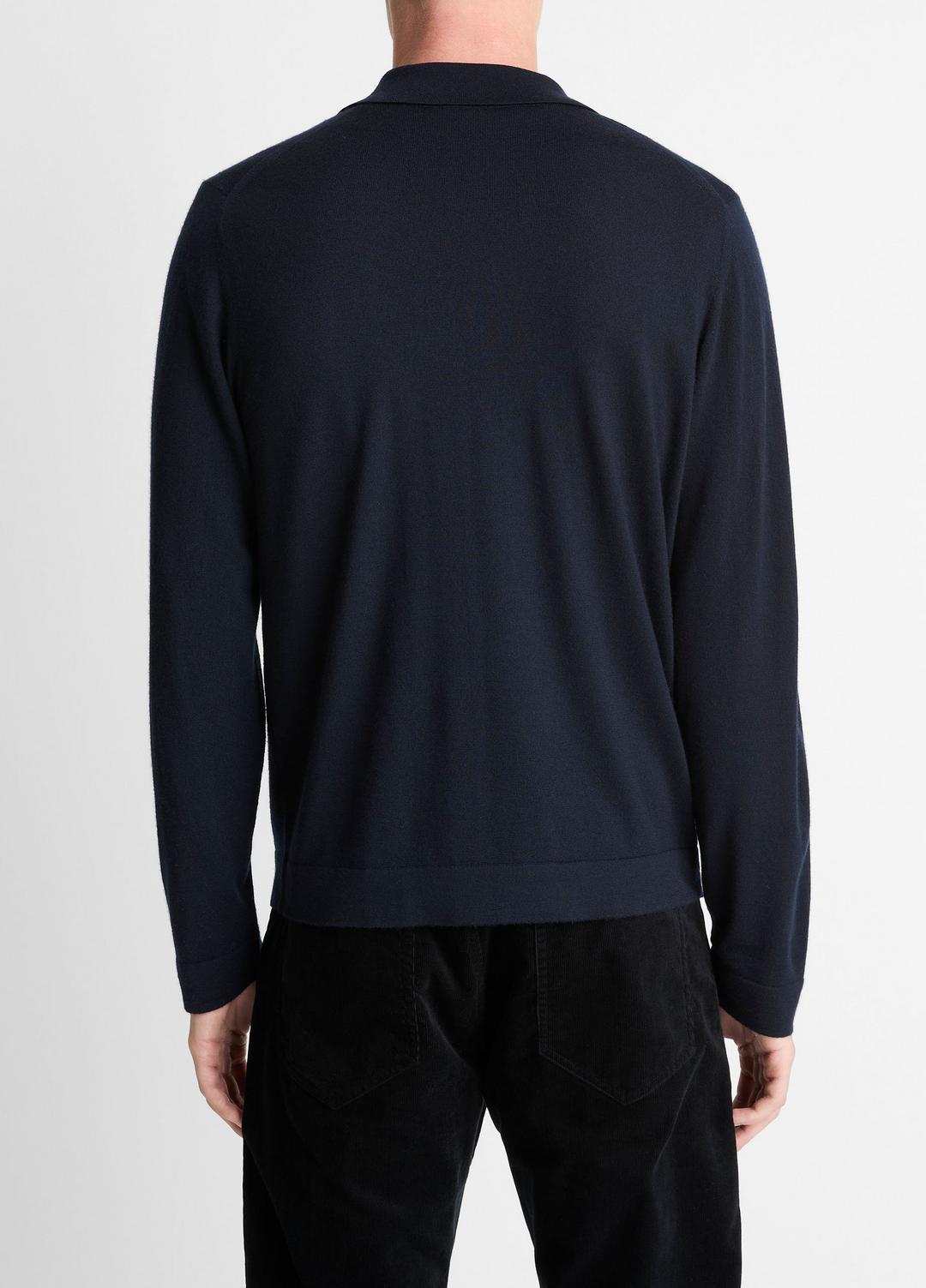 Featherweight Merino Wool-Cashmere Sweater Shirt in Long Sleeve COASTAL BLUE | VINCE Men