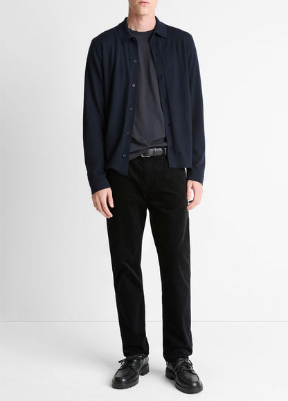 Featherweight Merino Wool-Cashmere Sweater Shirt in Long Sleeve COASTAL BLUE | VINCE Men