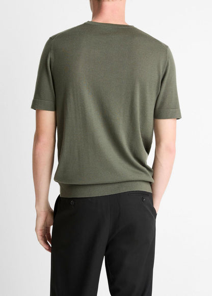 Featherweight Merino Wool-Cashmere Short-Sleeve Sweater in Short Sleeve SYCAMORE | VINCE Men