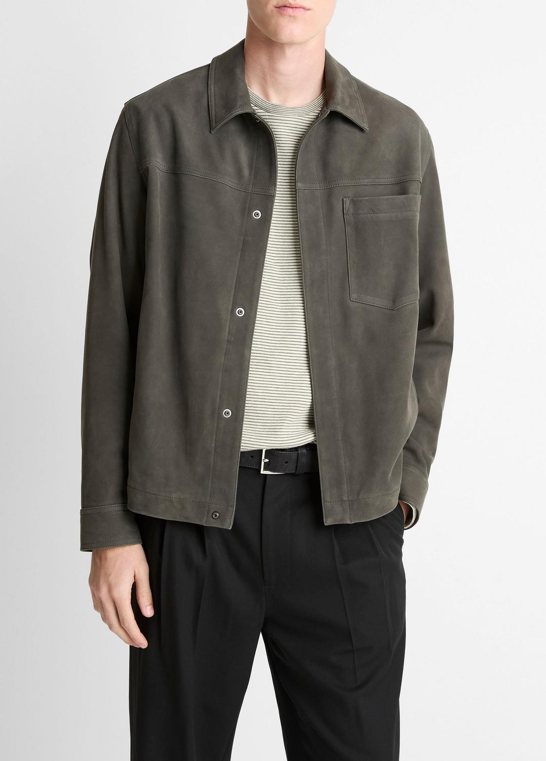 Nubuck Leather Trucker Jacket in Leather Jackets SYCAMORE | VINCE Men