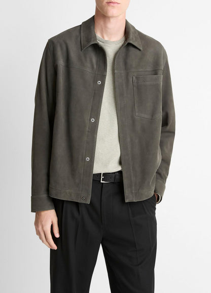 Nubuck Leather Trucker Jacket in Leather Jackets SYCAMORE | VINCE Men