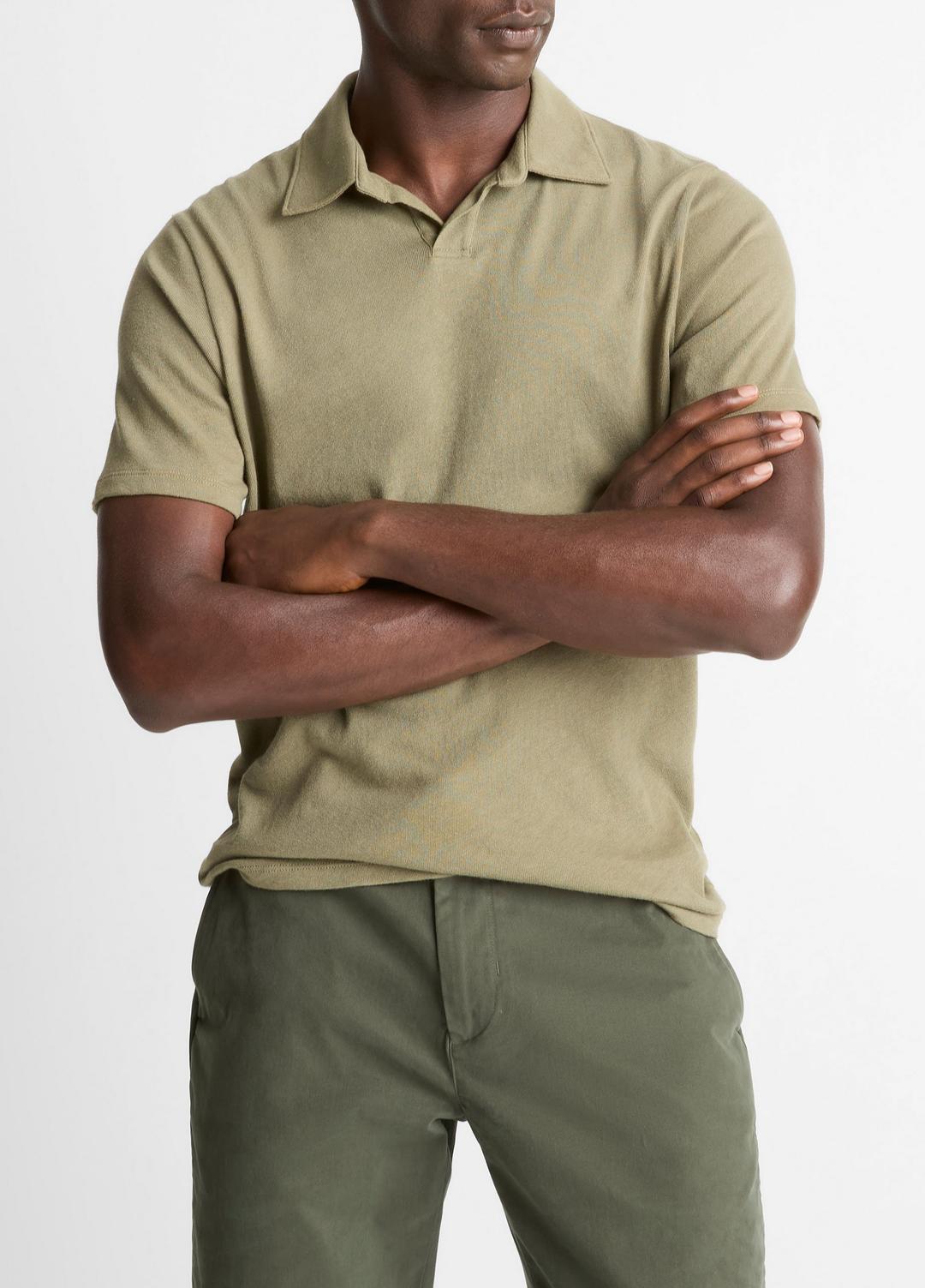Cotton Johnny-Collar Polo Shirt in Henleys & Polos SAGE | VINCE Men