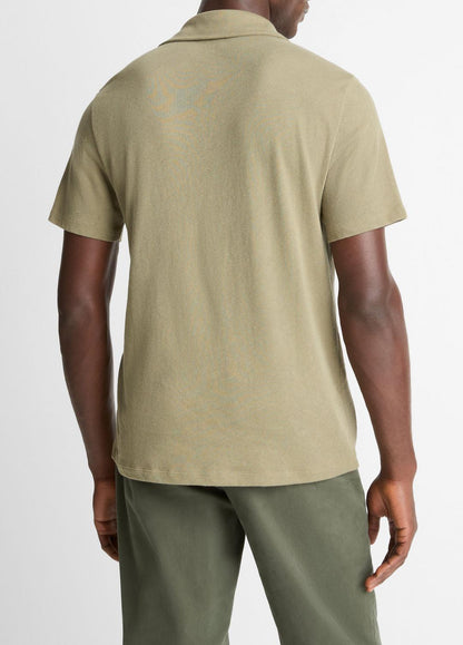 Cotton Johnny-Collar Polo Shirt in Henleys & Polos SAGE | VINCE Men