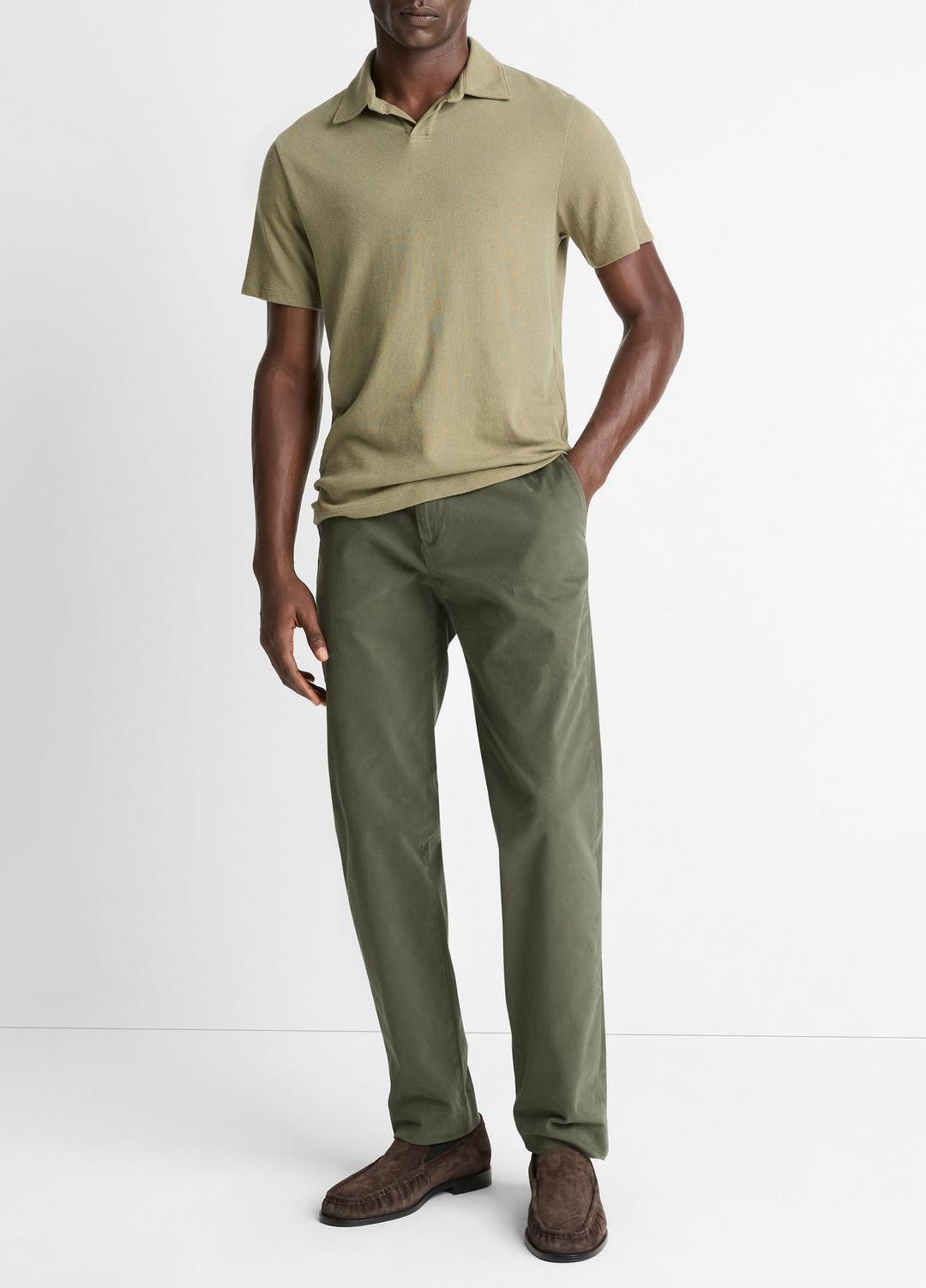 Cotton Johnny-Collar Polo Shirt in Henleys & Polos SAGE | VINCE Men