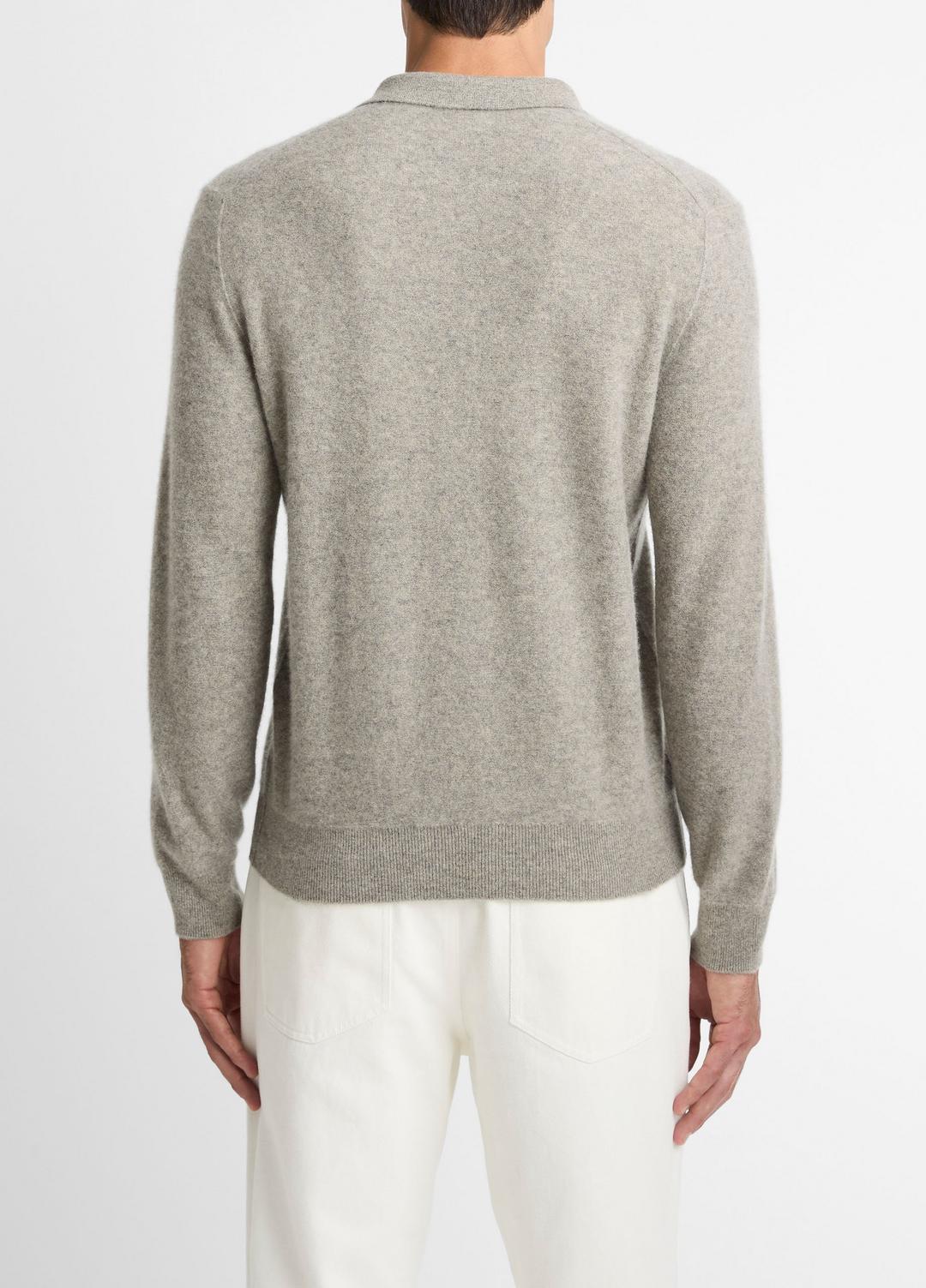 Plush Cashmere Johnny-Collar Polo in Cashmere HEATHER MOUSE | VINCE Men