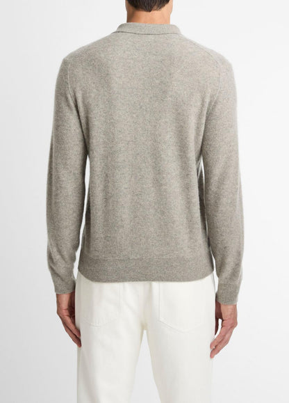 Plush Cashmere Johnny-Collar Polo in Cashmere HEATHER MOUSE | VINCE Men