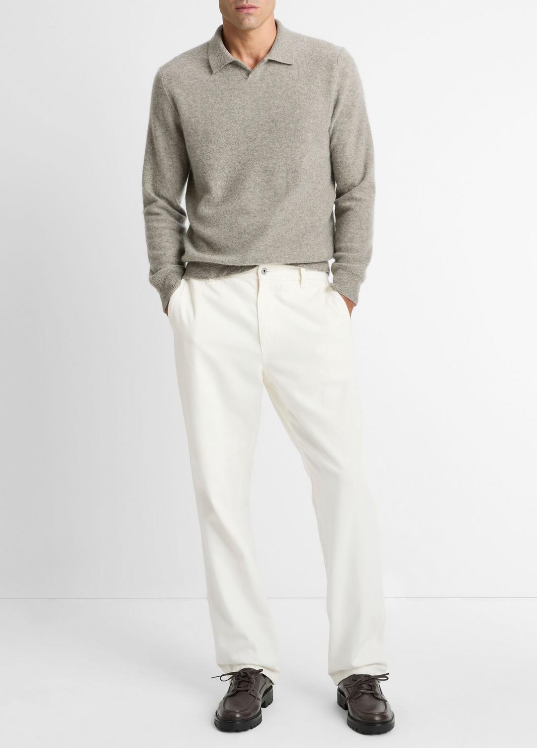 Plush Cashmere Johnny-Collar Polo in Cashmere HEATHER MOUSE | VINCE Men