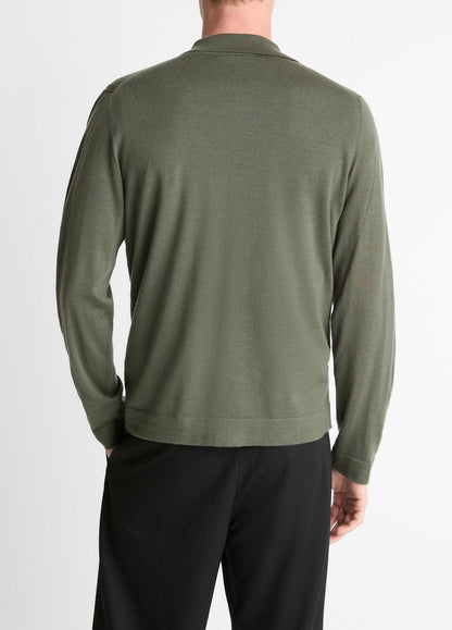 Featherweight Merino Wool-Cashmere Sweater Shirt in Long Sleeve SYCAMORE | VINCE Men