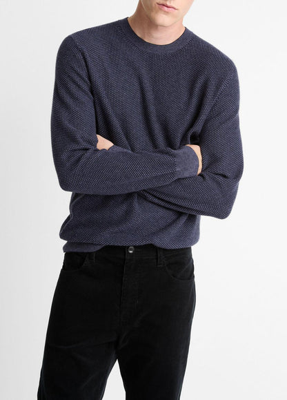 Geo-Jacquard Wool-Blend Crew Neck Sweater in Crew Neck HYACINTH/COASTAL BLUE | VINCE Men