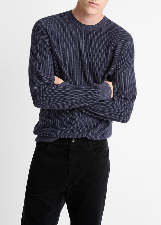 Geo-Jacquard Wool-Blend Crew Neck Sweater in Crew Neck HYACINTH/COASTAL BLUE | VINCE Men