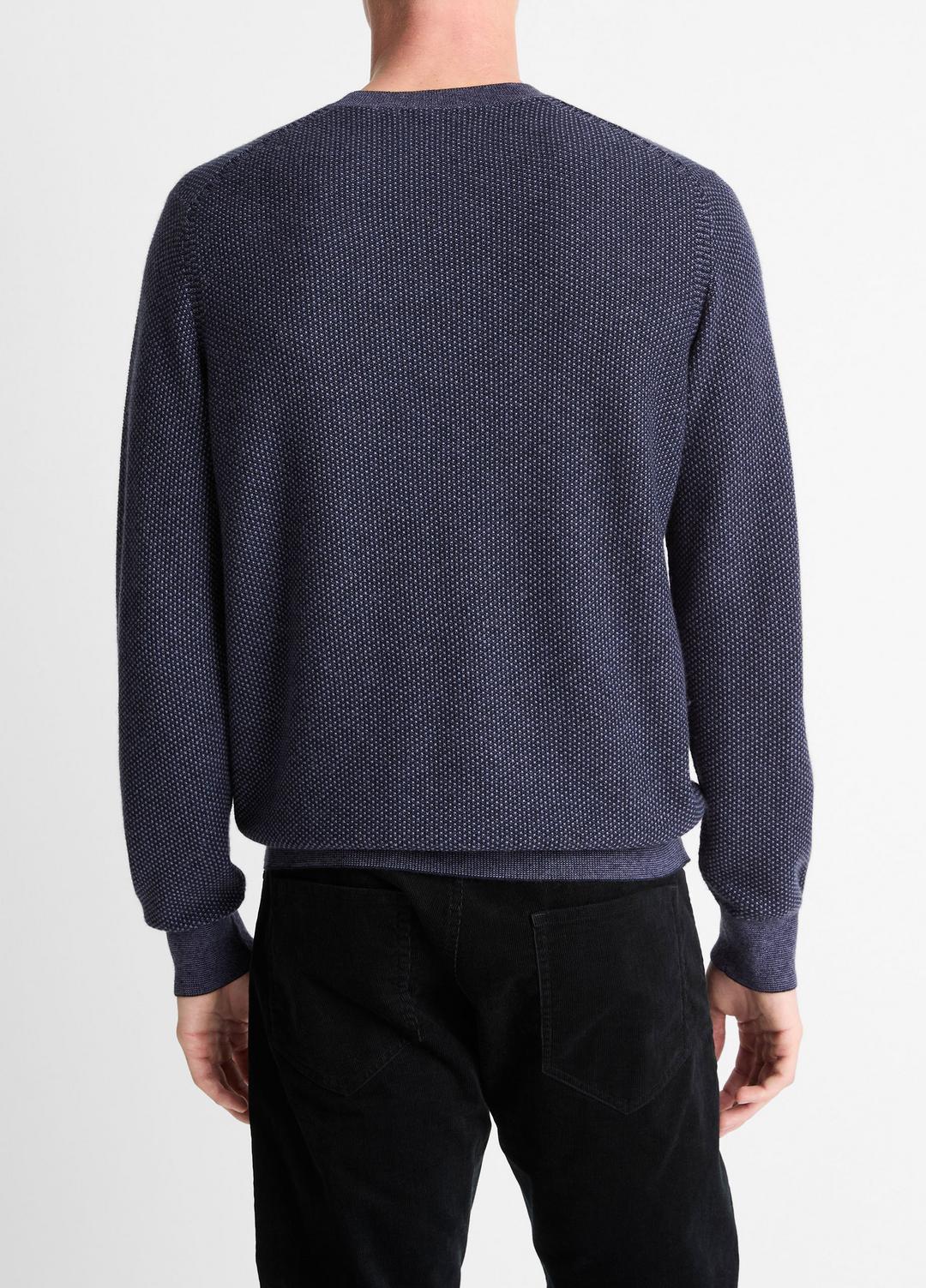 Geo-Jacquard Wool-Blend Crew Neck Sweater in Crew Neck HYACINTH/COASTAL BLUE | VINCE Men