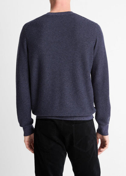 Geo-Jacquard Wool-Blend Crew Neck Sweater in Crew Neck HYACINTH/COASTAL BLUE | VINCE Men