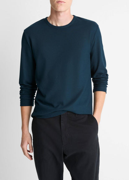 Pima Cotton Piqué Long-Sleeve T-Shirt in Long Sleeve RAPIDS | VINCE Men