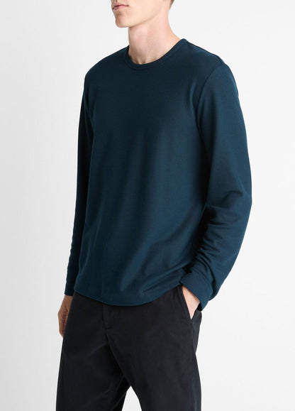 Pima Cotton Piqué Long-Sleeve T-Shirt in Long Sleeve RAPIDS | VINCE Men